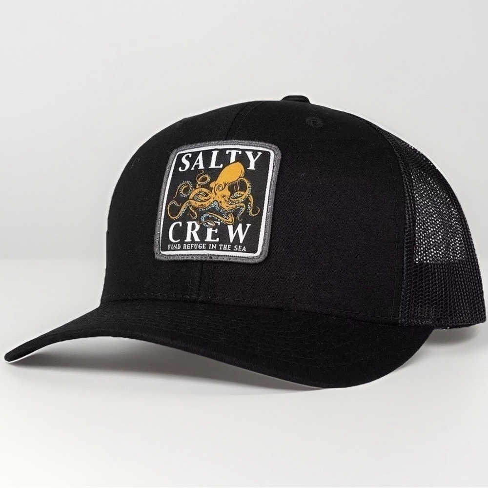 New Salty Crew Ink Slinger Retro Snapback Trucker Hat BLACK 6-Panel Cap